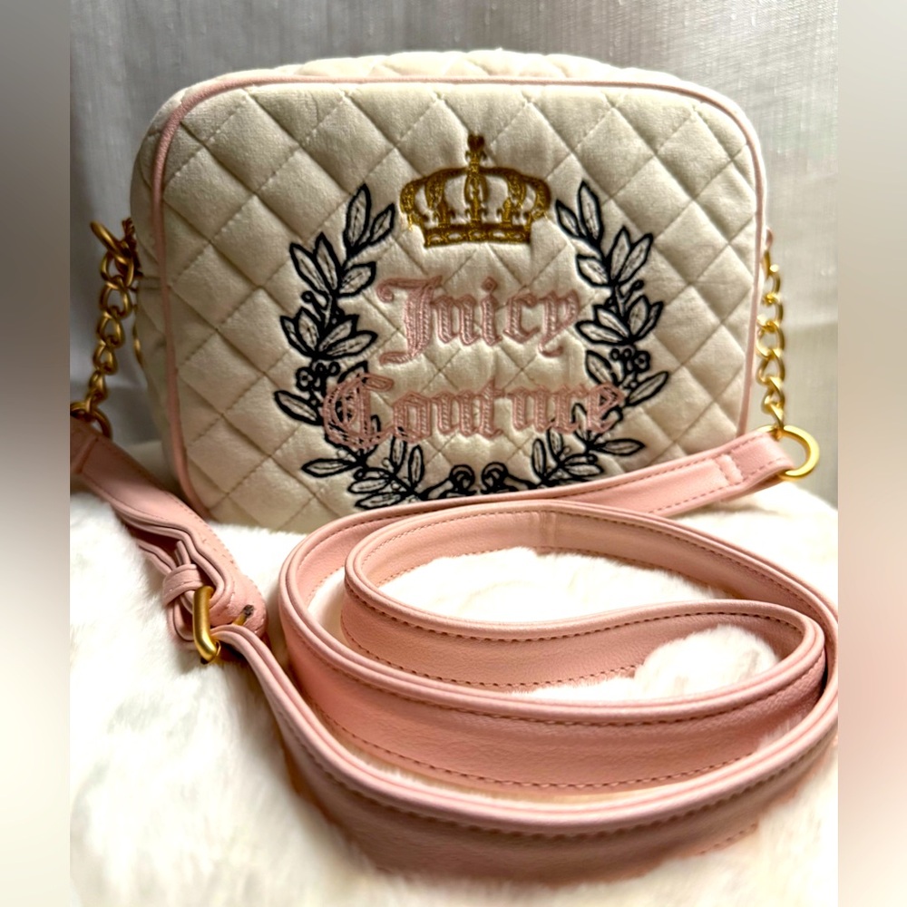 NEW Juicy Couture White Fuzzy Quilted Crossbody Bag